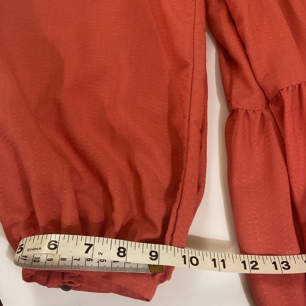 MAEVE BY ANTHROPOLOGIE, ORANGE LONG SLEEVE,TIRED,MINI DRESS. SIZE-X1 . - Picture 10 of 12